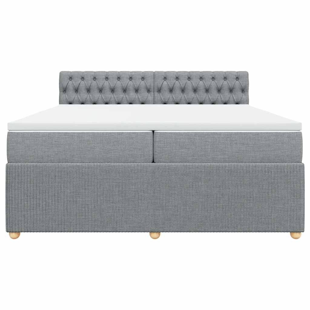 vidaXL Κρεβάτι Boxspring με Στρώμα Ανοιχτό Γκρι 200x200 εκ. Υφασμάτινο