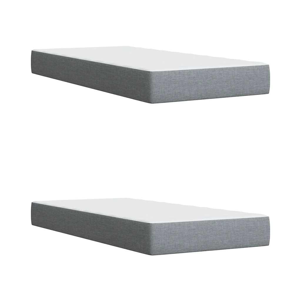 vidaXL Κρεβάτι Boxspring με Στρώμα Ανοιχτό Γκρι 200x200 εκ. Υφασμάτινο
