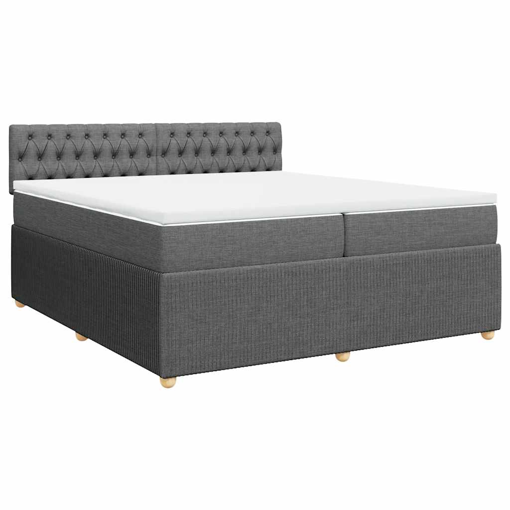 vidaXL Κρεβάτι Boxspring με Στρώμα Σκούρο Γκρι 200x200 εκ. Υφασμάτινο
