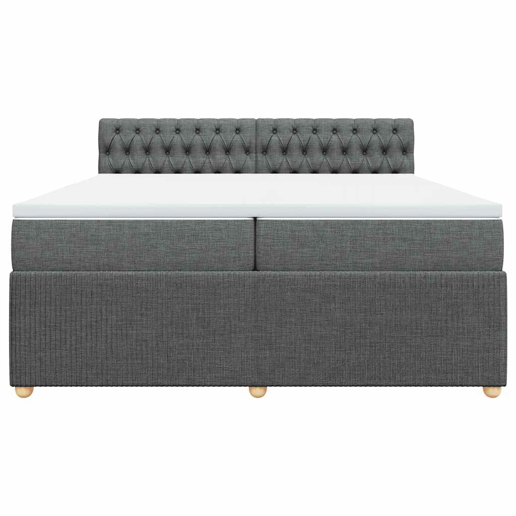 vidaXL Κρεβάτι Boxspring με Στρώμα Σκούρο Γκρι 200x200 εκ. Υφασμάτινο