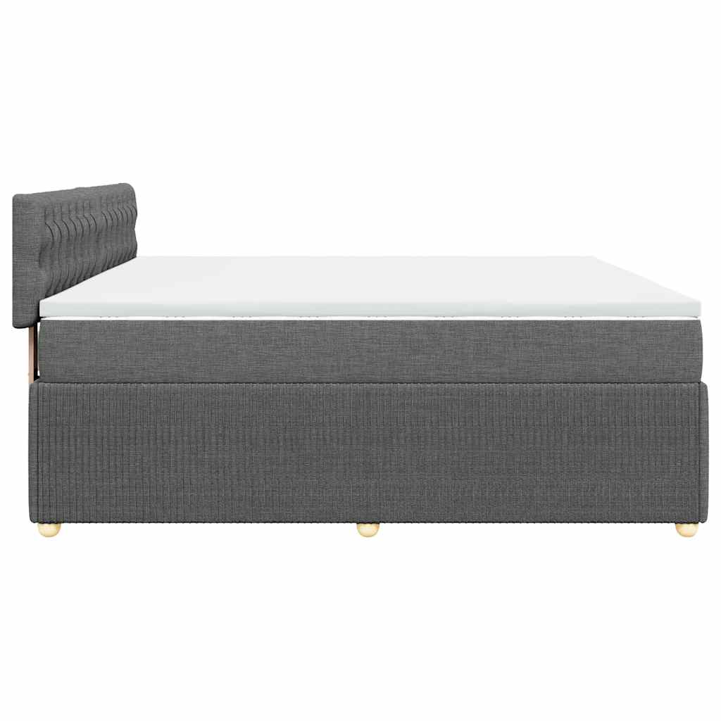 vidaXL Κρεβάτι Boxspring με Στρώμα Σκούρο Γκρι 200x200 εκ. Υφασμάτινο