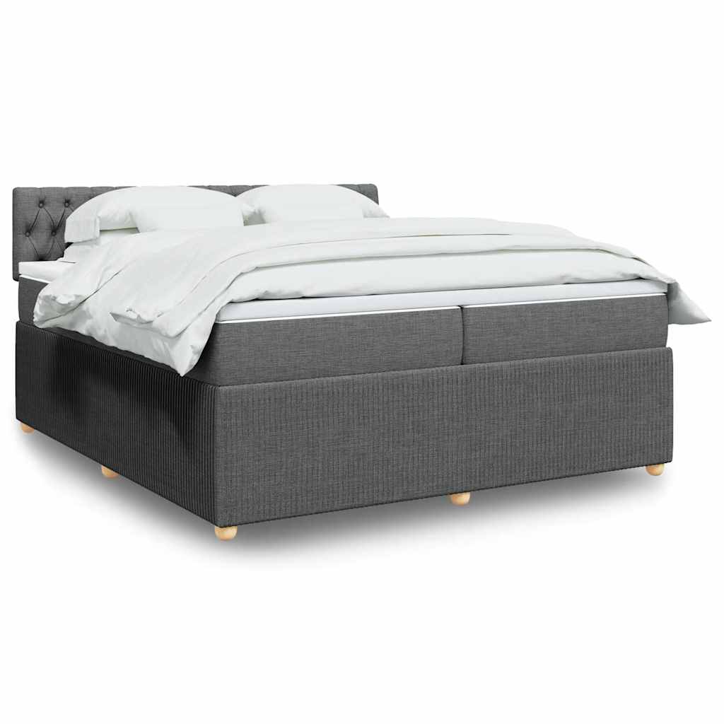 vidaXL Κρεβάτι Boxspring με Στρώμα Σκούρο Γκρι 200x200 εκ. Υφασμάτινο