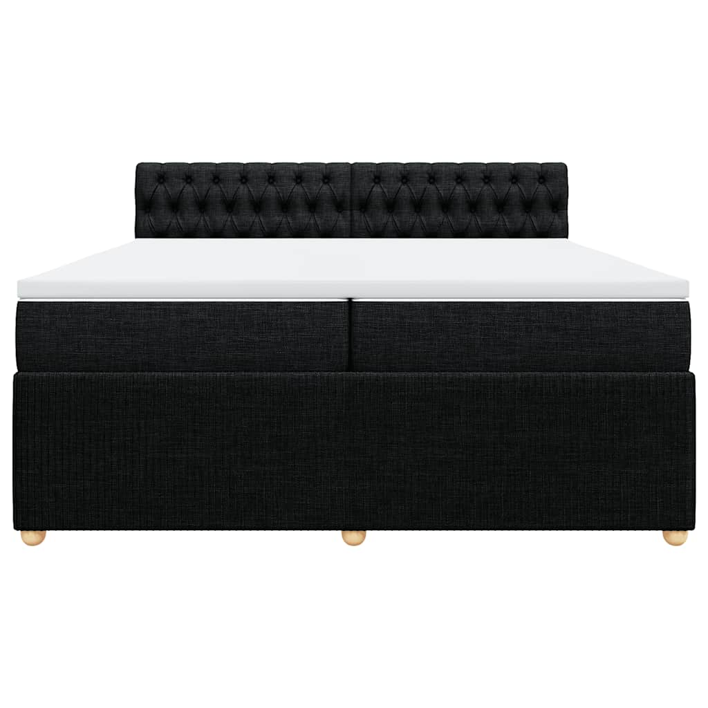 vidaXL Κρεβάτι Boxspring με Στρώμα Μαύρο 200x200 εκ. Υφασμάτινο