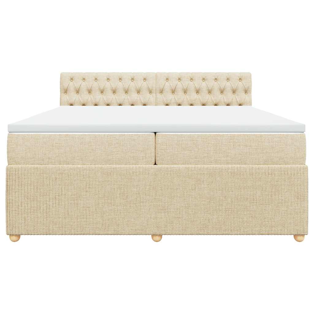 vidaXL Κρεβάτι Boxspring με Στρώμα Κρεμ 200x200 εκ. Υφασμάτινο