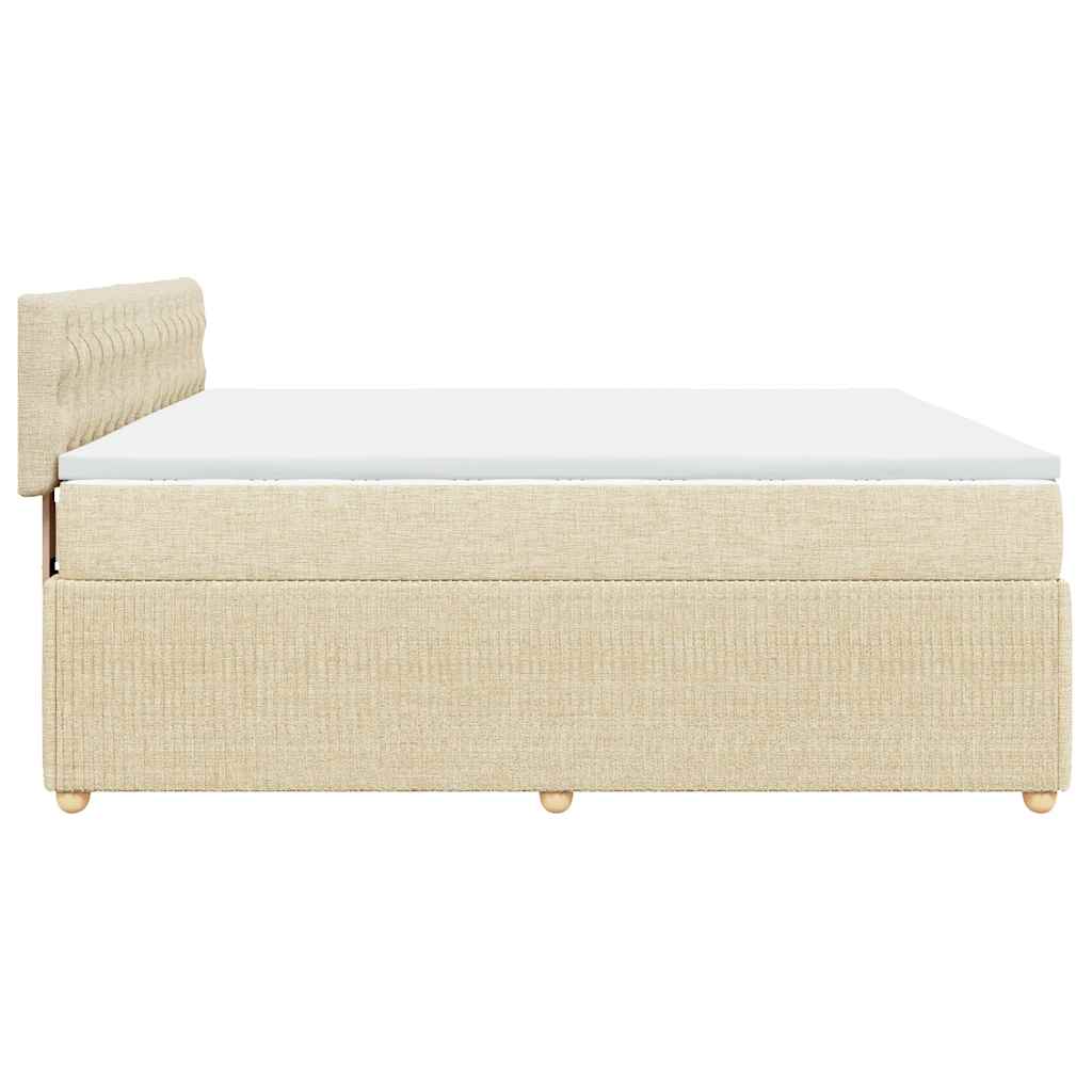 vidaXL Κρεβάτι Boxspring με Στρώμα Κρεμ 200x200 εκ. Υφασμάτινο