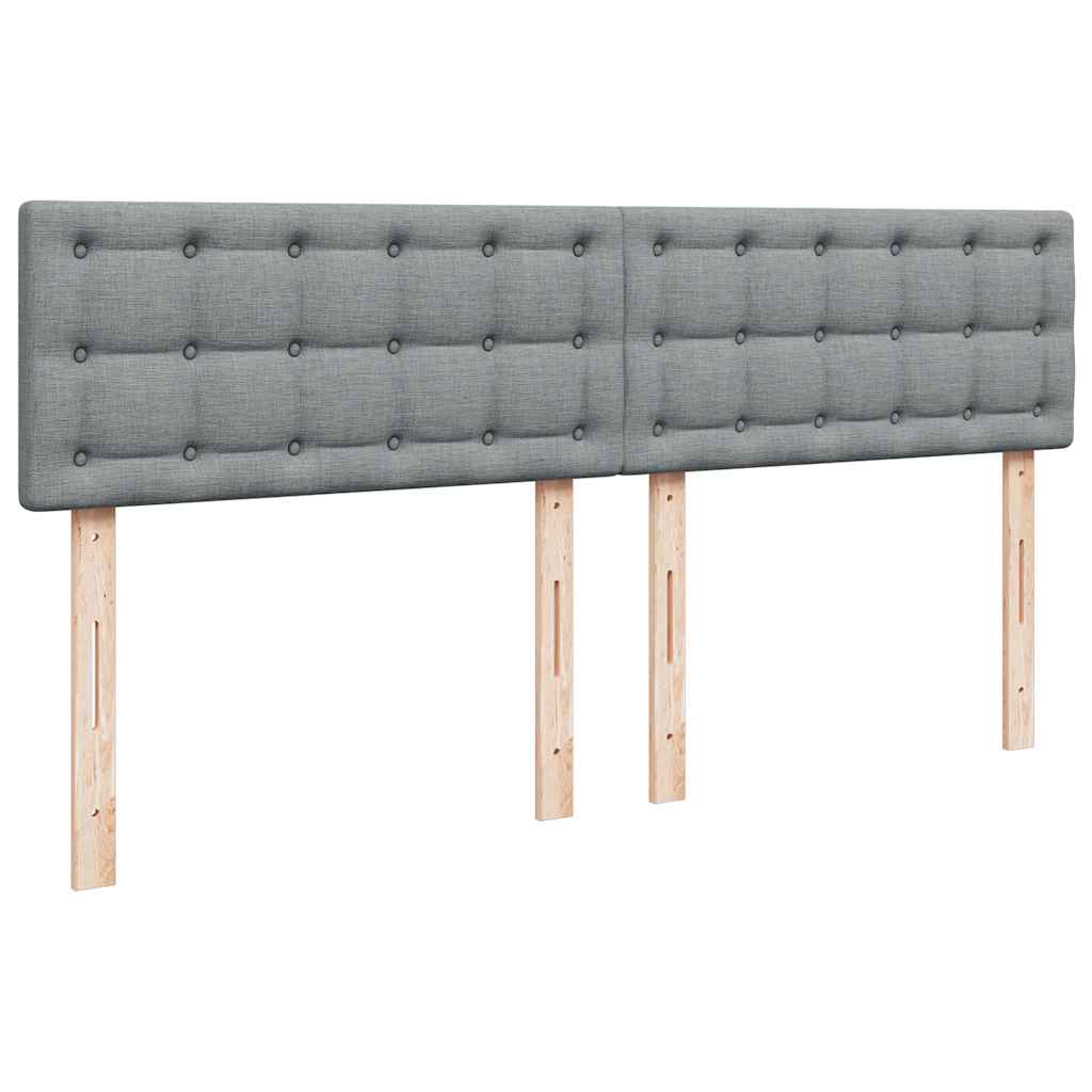 vidaXL Κρεβάτι Boxspring με Στρώμα Ανοιχτό Γκρι 200x200 εκ. Υφασμάτινο