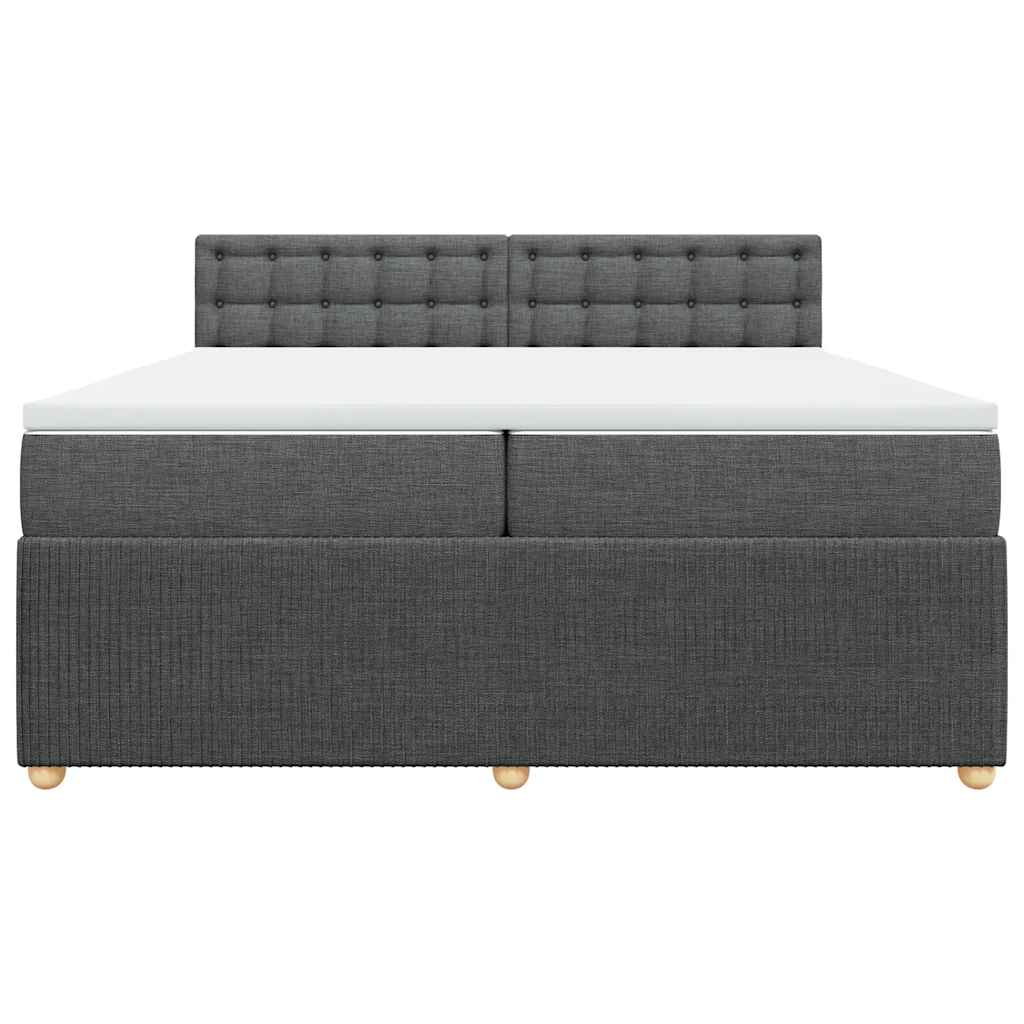 vidaXL Κρεβάτι Boxspring με Στρώμα Σκούρο Γκρι 200x200 εκ. Υφασμάτινο