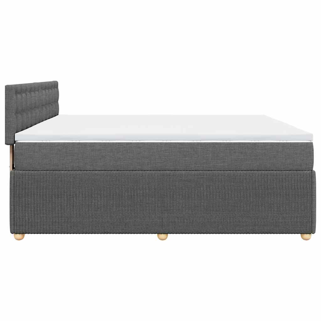 vidaXL Κρεβάτι Boxspring με Στρώμα Σκούρο Γκρι 200x200 εκ. Υφασμάτινο