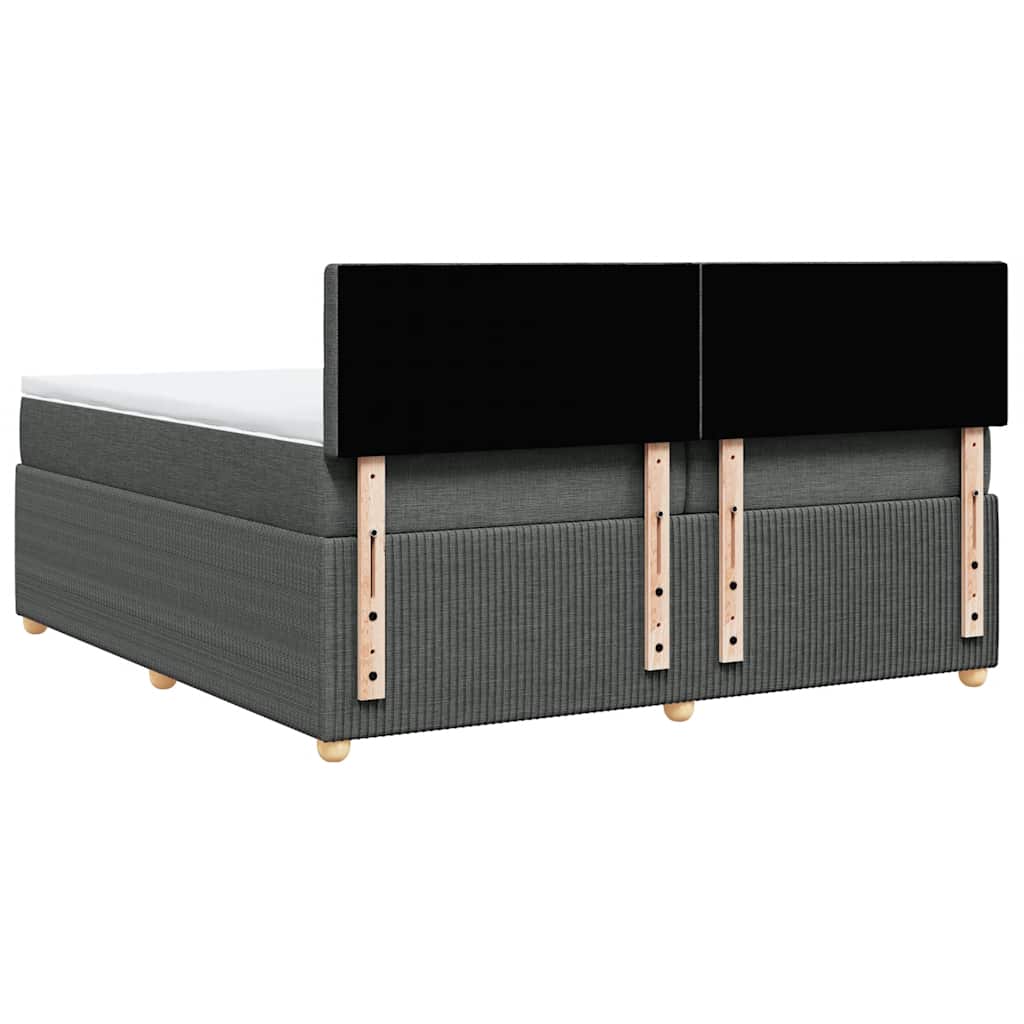 vidaXL Κρεβάτι Boxspring με Στρώμα Σκούρο Γκρι 200x200 εκ. Υφασμάτινο
