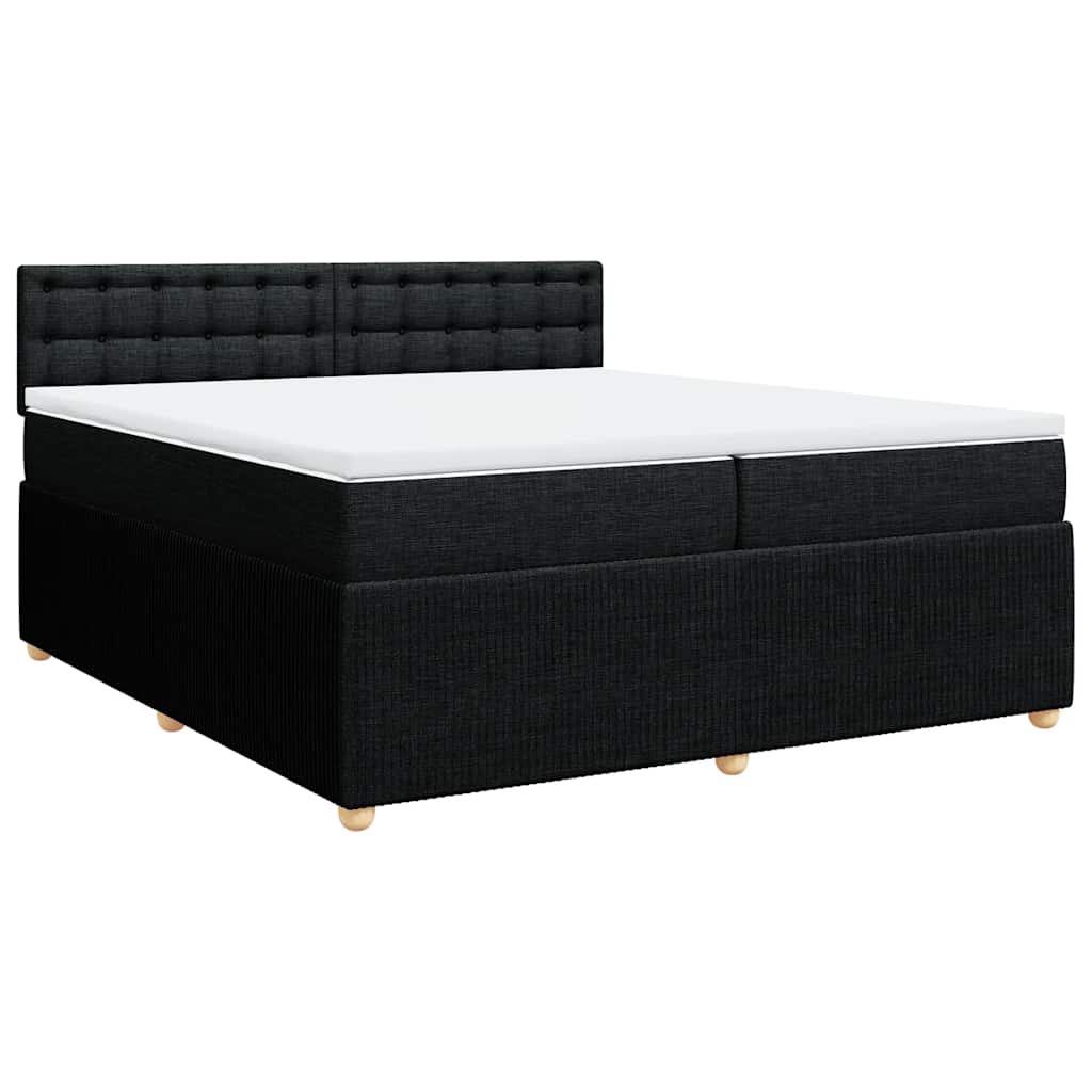 vidaXL Κρεβάτι Boxspring με Στρώμα Μαύρο 200x200 εκ. Υφασμάτινο