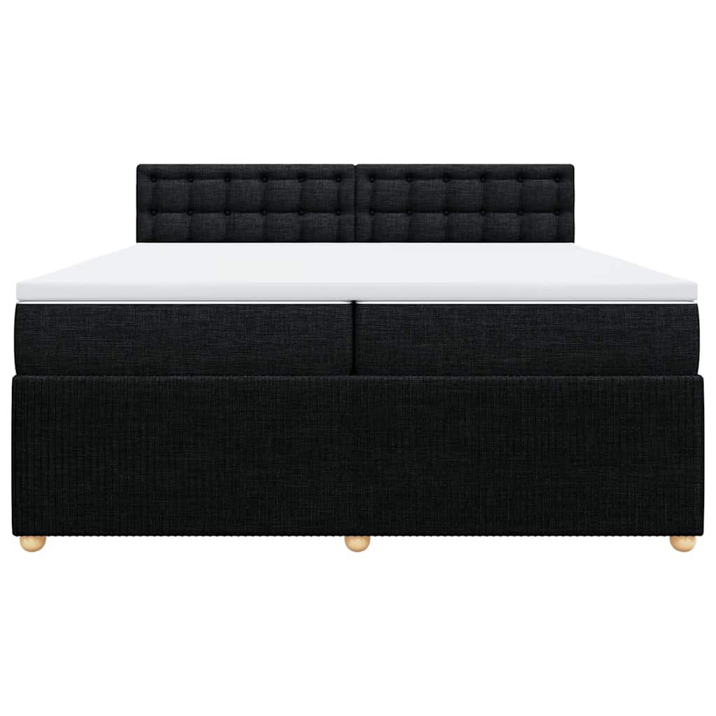 vidaXL Κρεβάτι Boxspring με Στρώμα Μαύρο 200x200 εκ. Υφασμάτινο