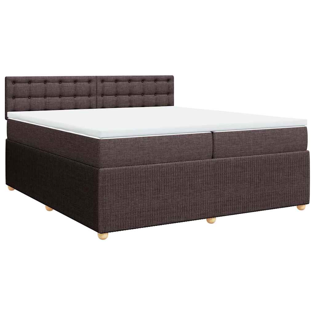 vidaXL Κρεβάτι Boxspring με Στρώμα Σκούρο Καφέ 200x200 εκ. Υφασμάτινο