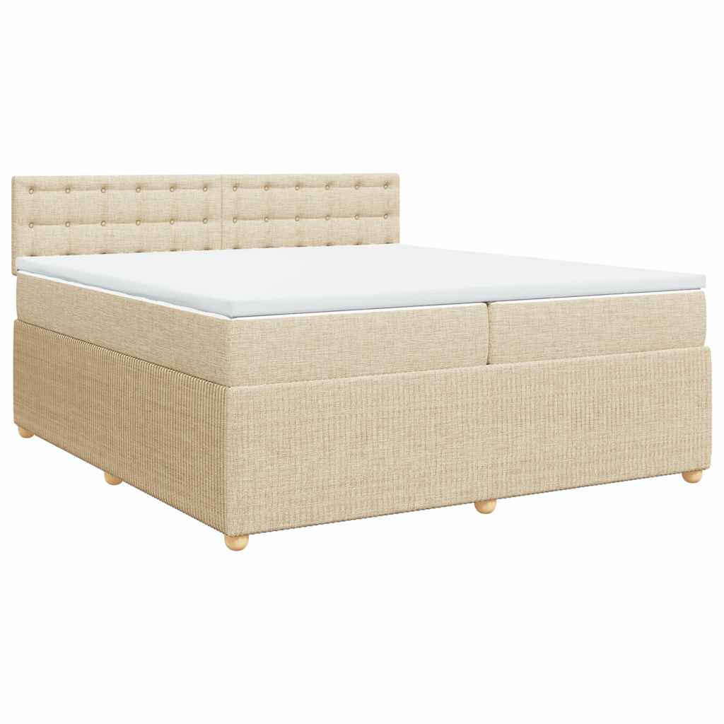 vidaXL Κρεβάτι Boxspring με Στρώμα Κρεμ 200x200 εκ. Υφασμάτινο