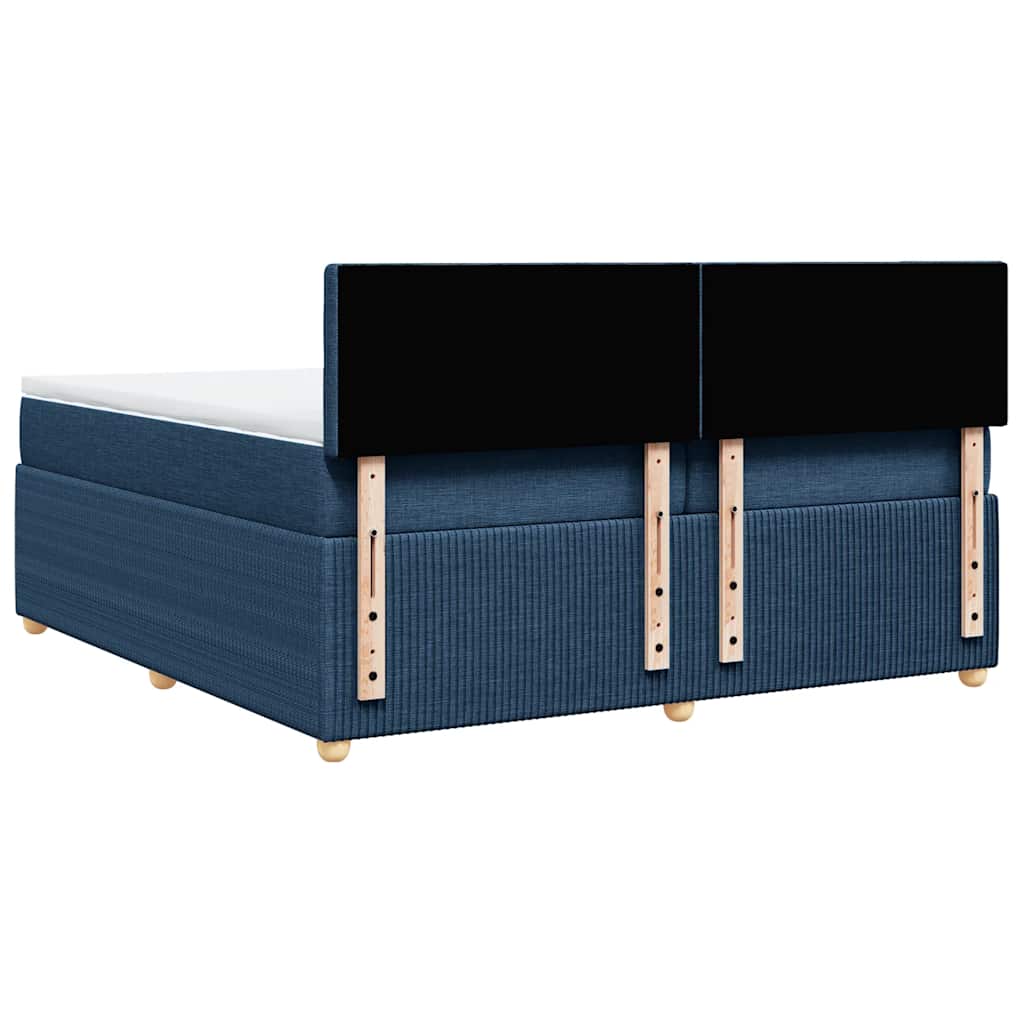 vidaXL Κρεβάτι Boxspring με Στρώμα Μπλε 200x200 εκ. Υφασμάτινο