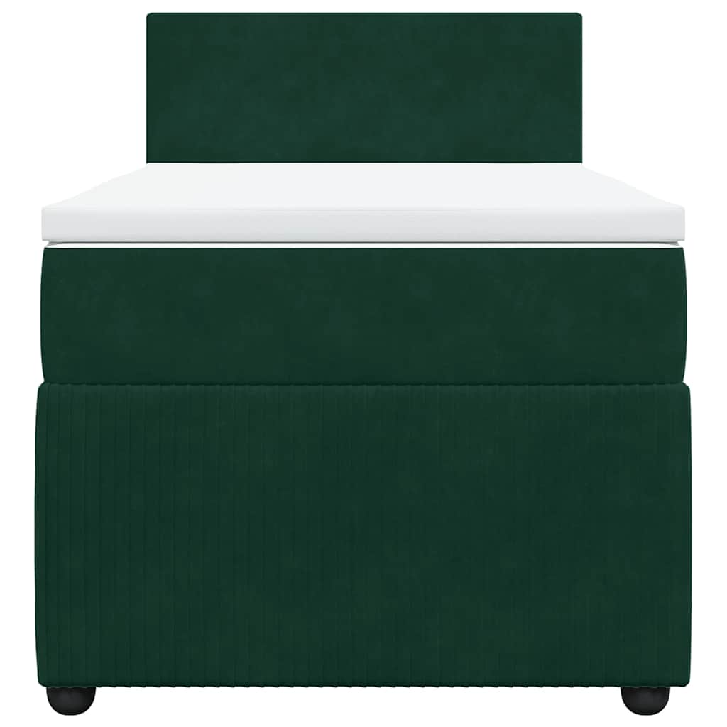 vidaXL Κρεβάτι Boxspring με Στρώμα Σκούρο Πράσινο 80x200 εκ. Βελούδινο