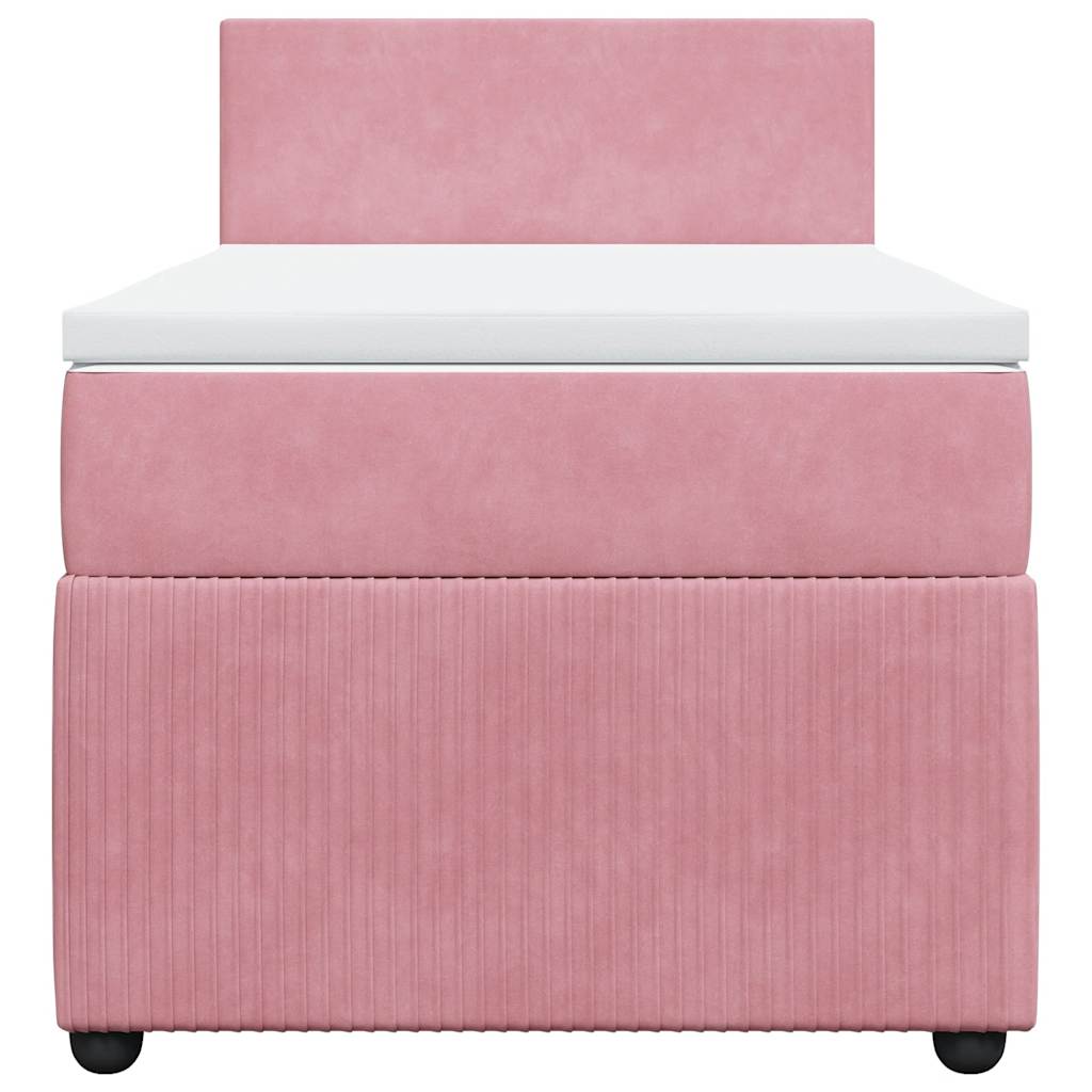vidaXL Κρεβάτι Boxspring με Στρώμα Ροζ 80 x 200 εκ. Βελούδινο