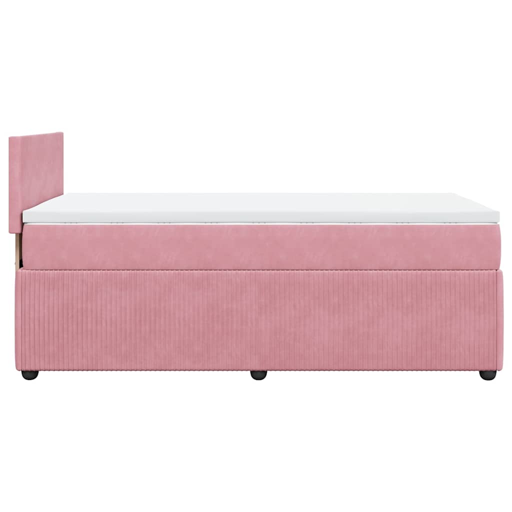 vidaXL Κρεβάτι Boxspring με Στρώμα Ροζ 80 x 200 εκ. Βελούδινο