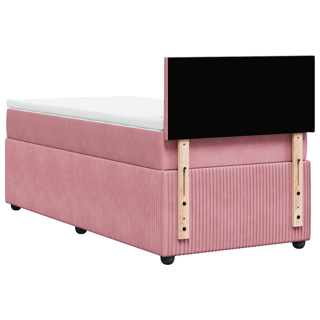 vidaXL Κρεβάτι Boxspring με Στρώμα Ροζ 80 x 200 εκ. Βελούδινο
