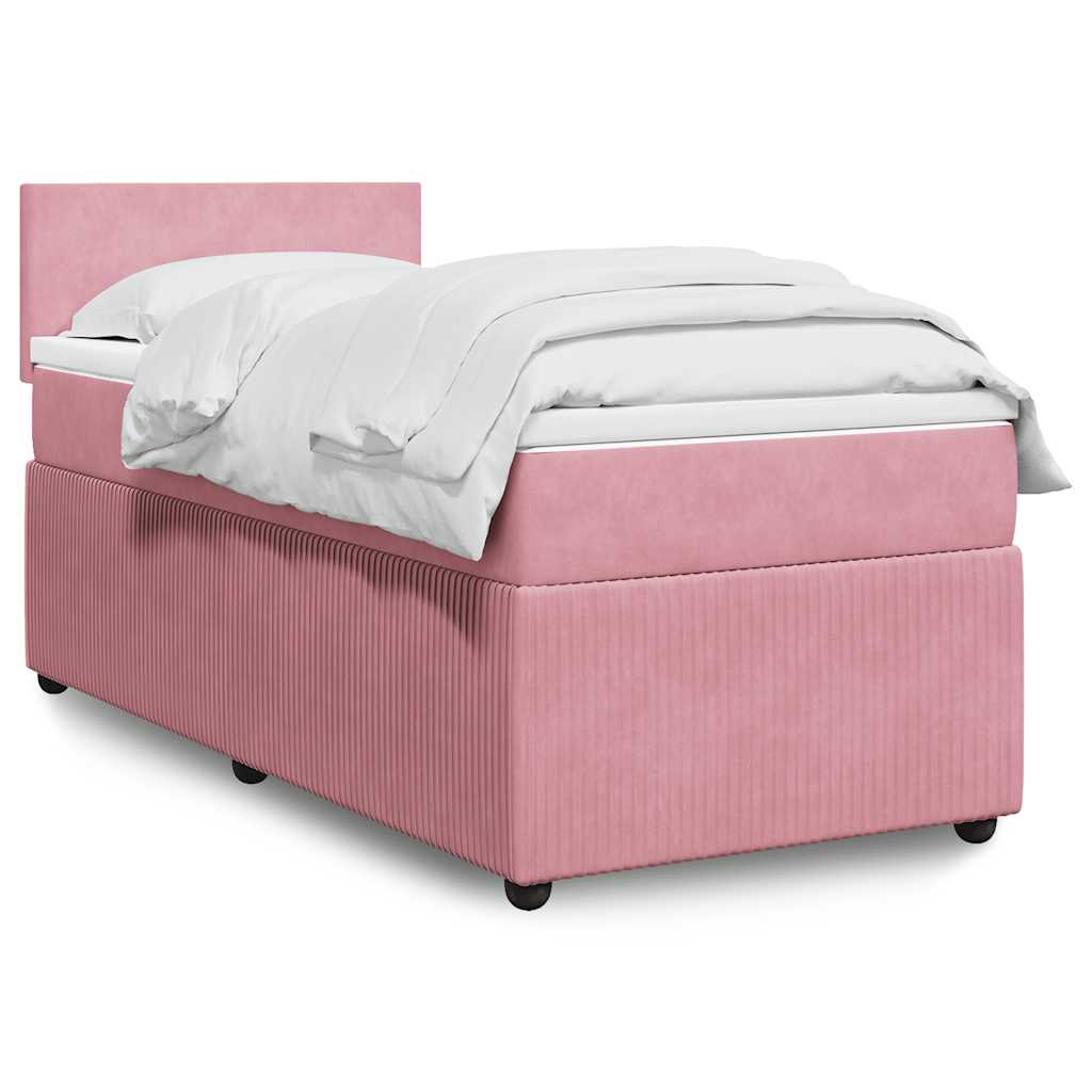 vidaXL Κρεβάτι Boxspring με Στρώμα Ροζ 80 x 200 εκ. Βελούδινο
