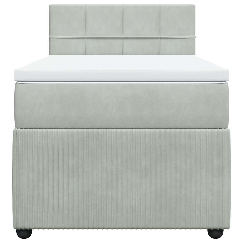 vidaXL Κρεβάτι Boxspring με Στρώμα Ανοιχτό Γκρι 80x200 εκ. Βελούδινο