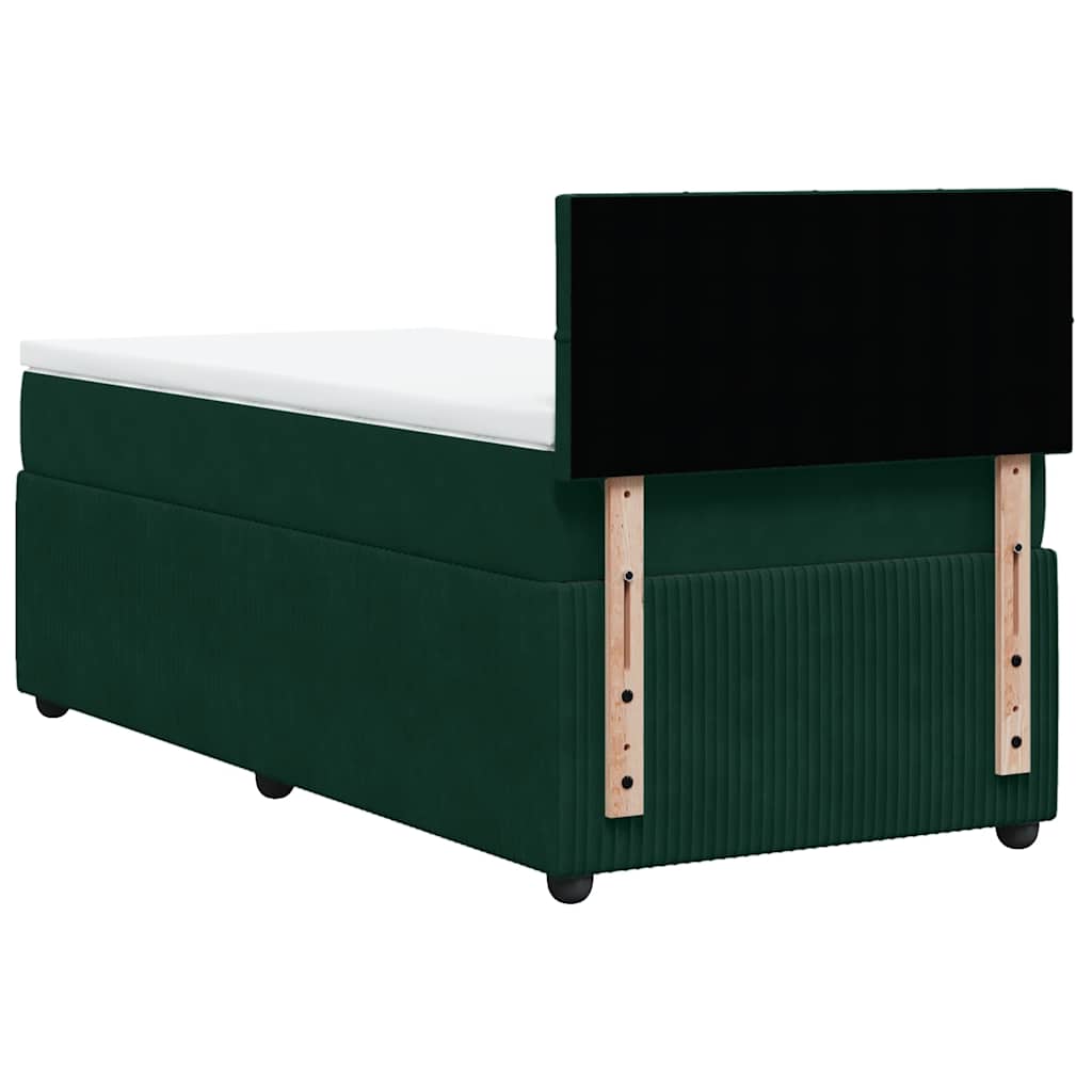 vidaXL Κρεβάτι Boxspring με Στρώμα Σκούρο Πράσινο 80x200 εκ. Βελούδινο