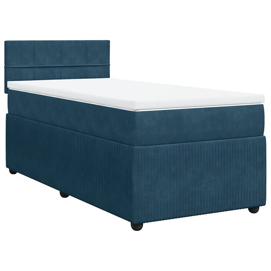 vidaXL Κρεβάτι Boxspring με Στρώμα Μπλε 80 x 200 εκ. Βελούδινο