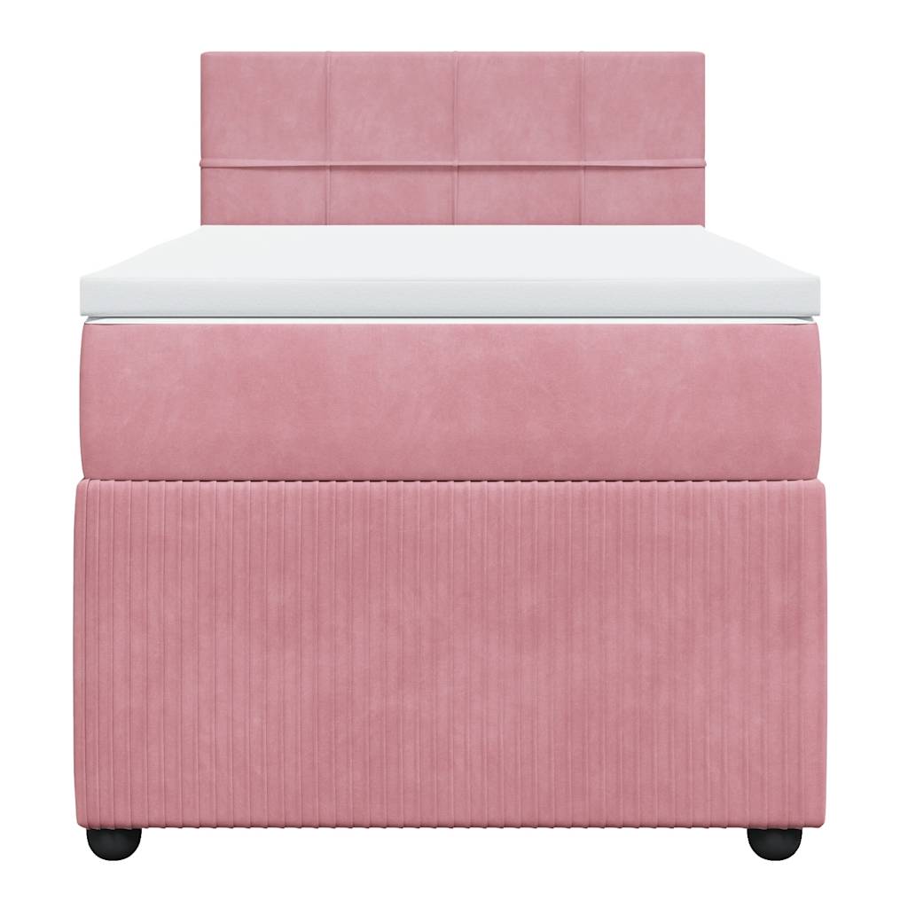 vidaXL Κρεβάτι Boxspring με Στρώμα Ροζ 80 x 200 εκ. Βελούδινο