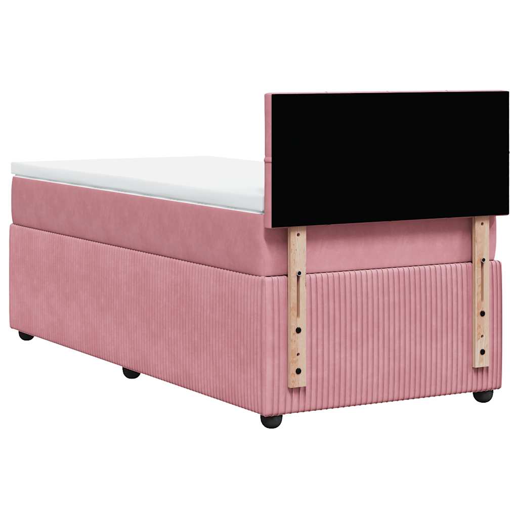 vidaXL Κρεβάτι Boxspring με Στρώμα Ροζ 80 x 200 εκ. Βελούδινο