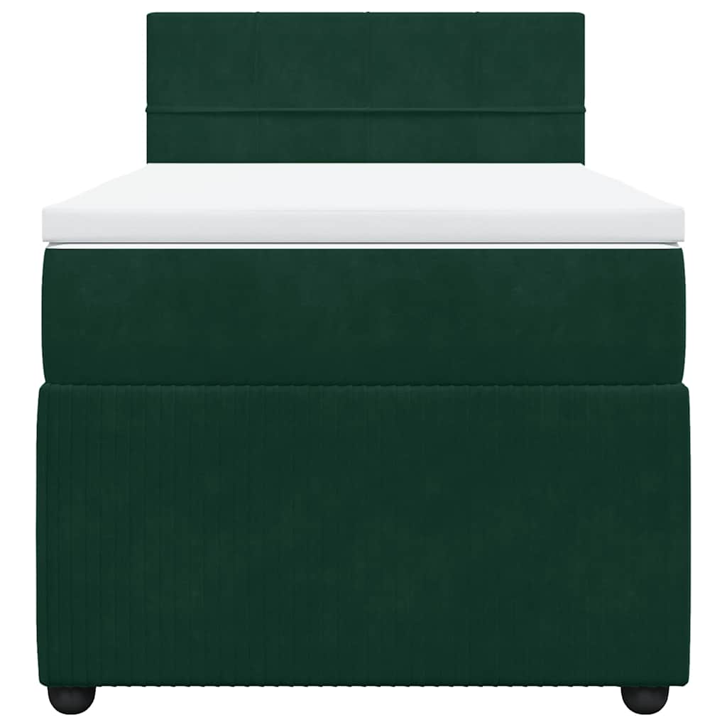 vidaXL Κρεβάτι Boxspring με Στρώμα Σκούρο Πράσινο 80x200 εκ. Βελούδινο