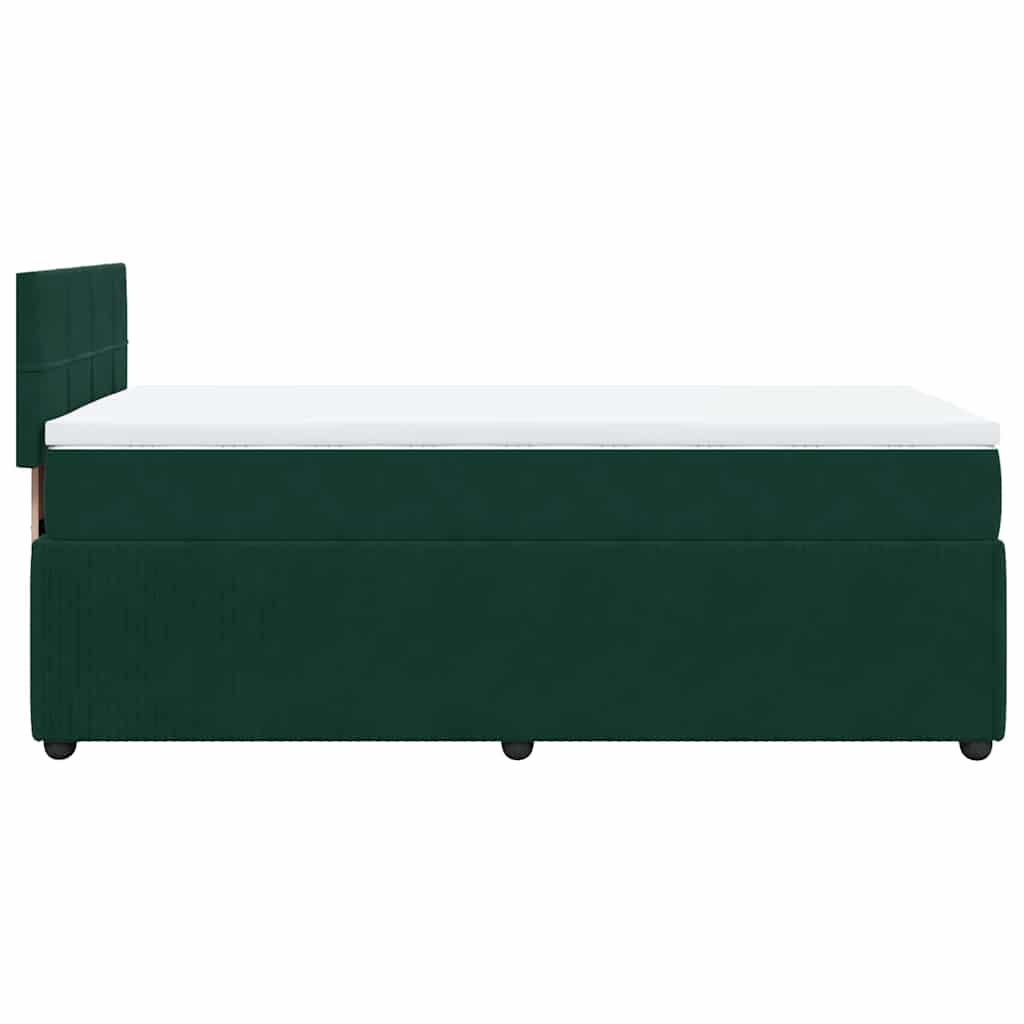 vidaXL Κρεβάτι Boxspring με Στρώμα Σκούρο Πράσινο 80x200 εκ. Βελούδινο