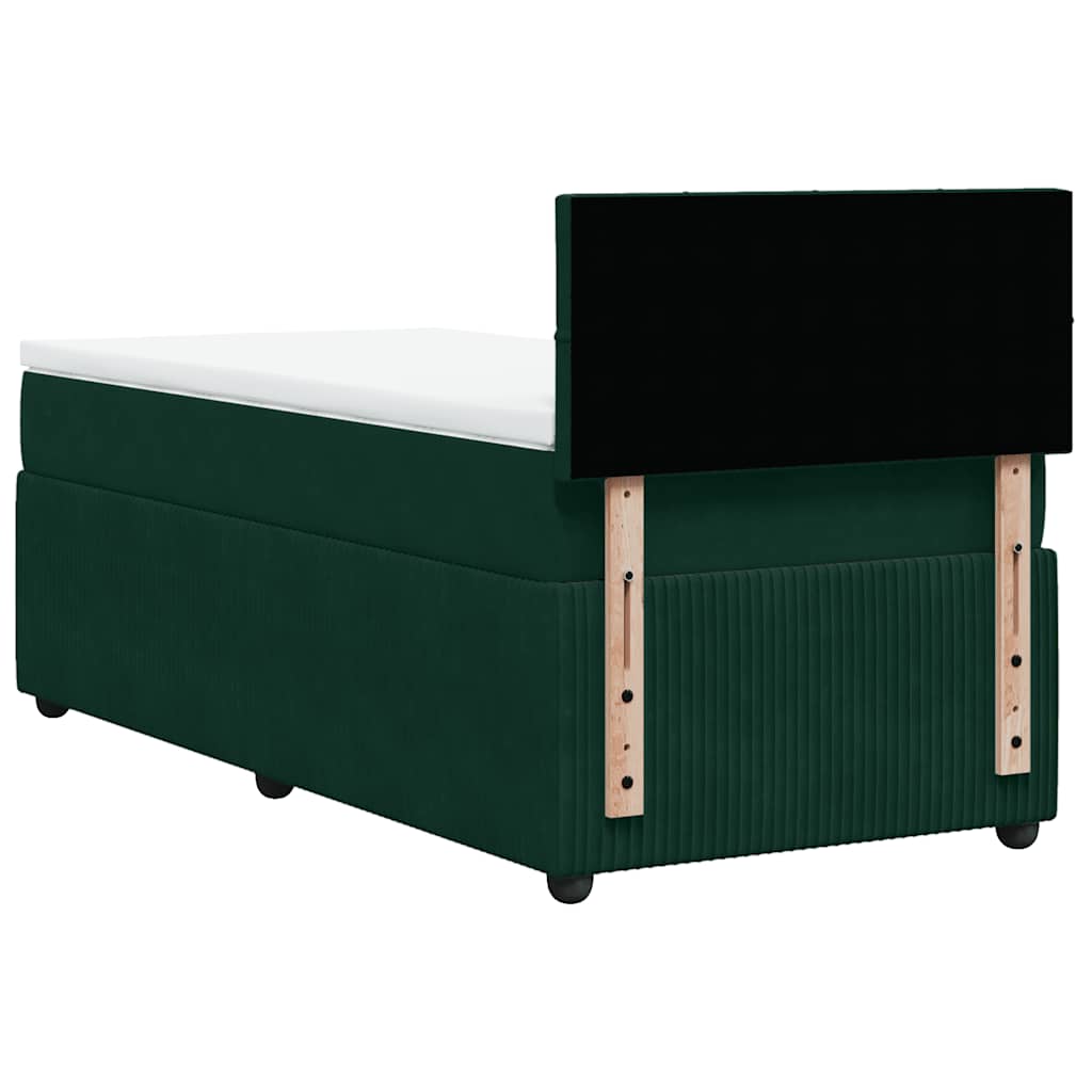 vidaXL Κρεβάτι Boxspring με Στρώμα Σκούρο Πράσινο 80x200 εκ. Βελούδινο