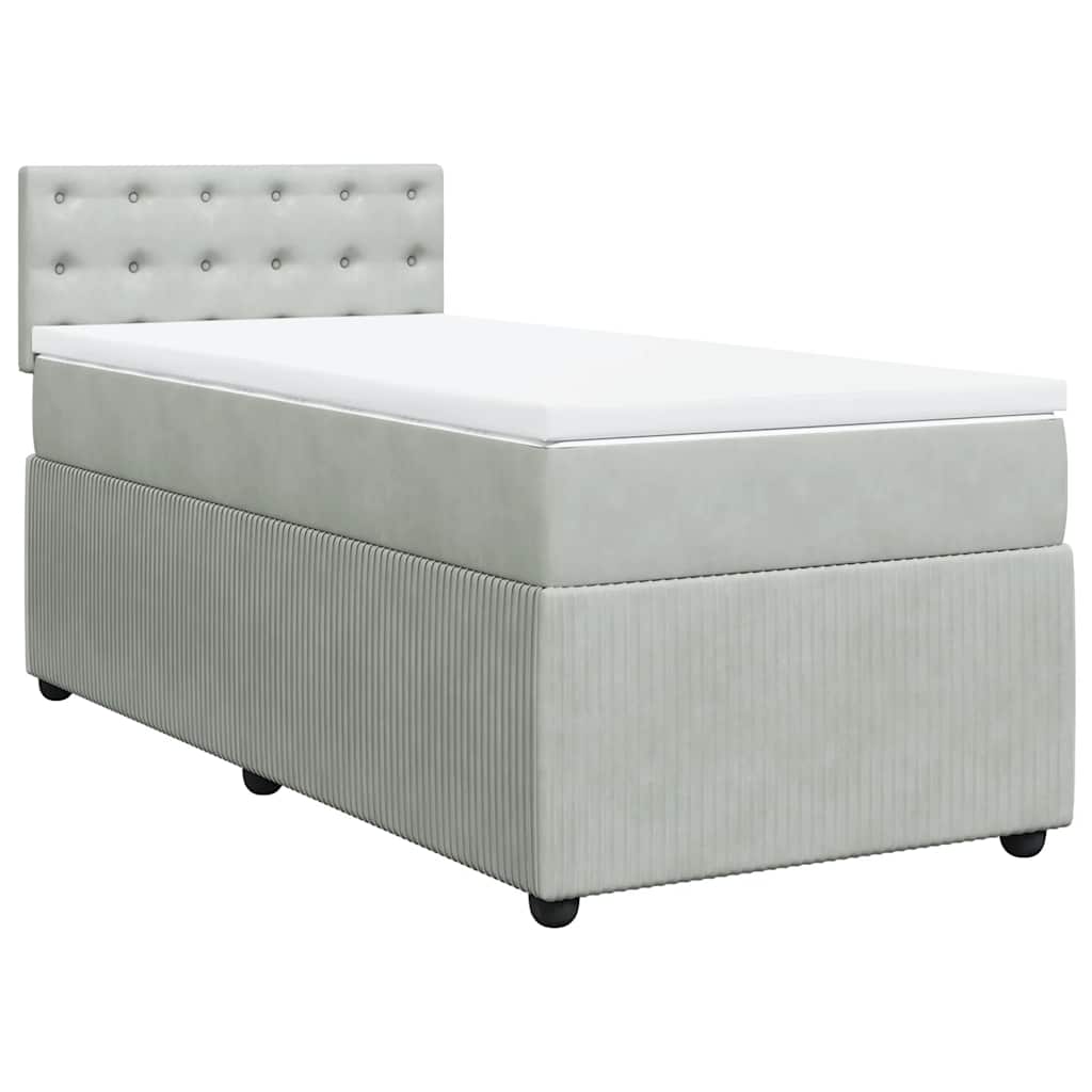 vidaXL Κρεβάτι Boxspring με Στρώμα Ανοιχτό Γκρι 80x200 εκ. Βελούδινο
