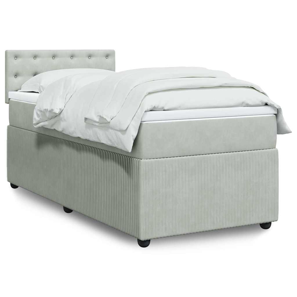 vidaXL Κρεβάτι Boxspring με Στρώμα Ανοιχτό Γκρι 80x200 εκ. Βελούδινο