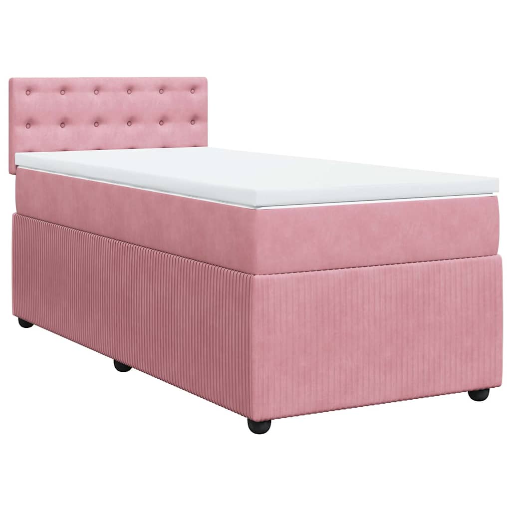 vidaXL Κρεβάτι Boxspring με Στρώμα Ροζ 80 x 200 εκ. Βελούδινο