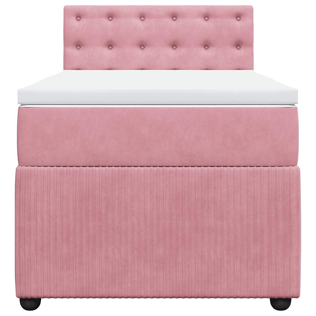 vidaXL Κρεβάτι Boxspring με Στρώμα Ροζ 80 x 200 εκ. Βελούδινο