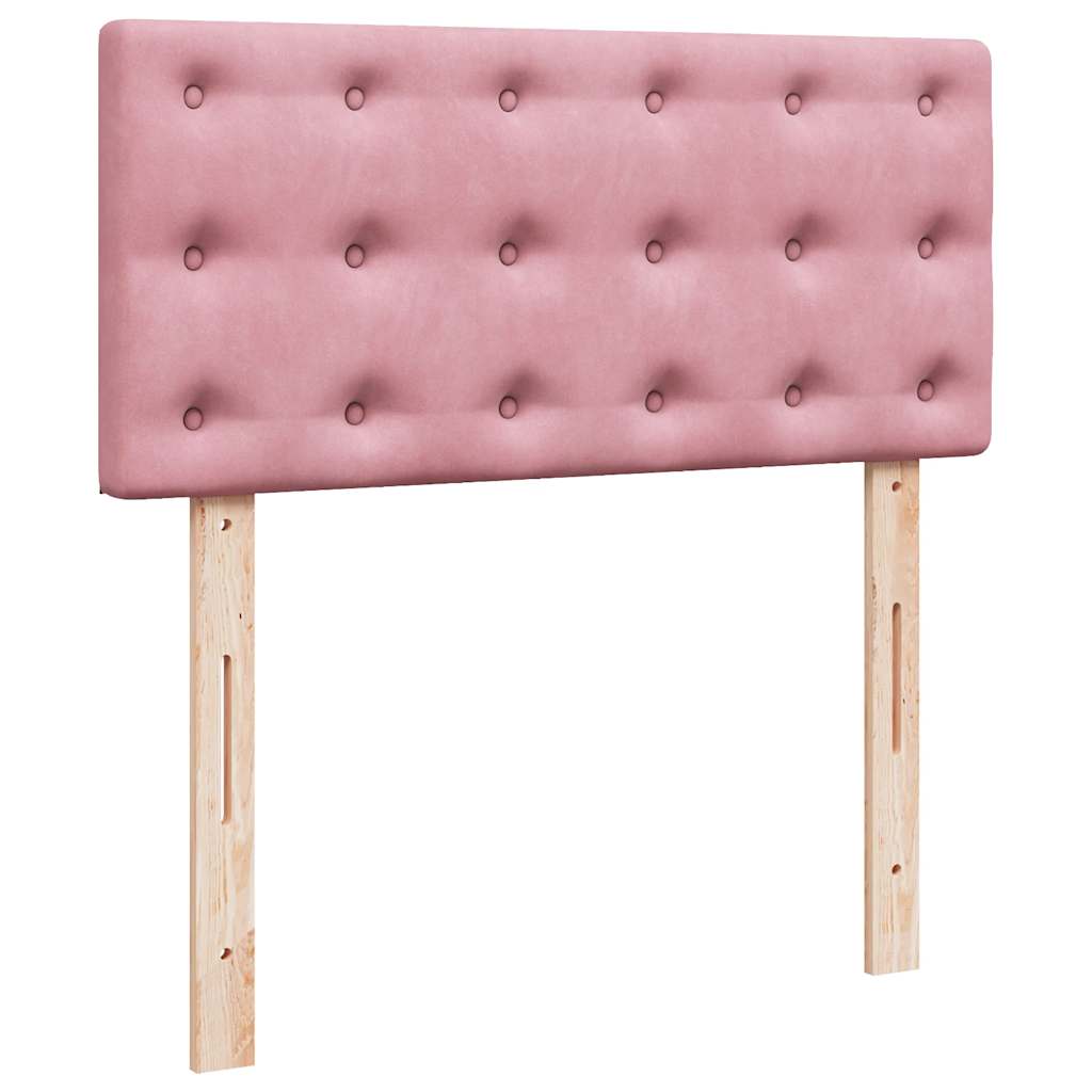 vidaXL Κρεβάτι Boxspring με Στρώμα Ροζ 80 x 200 εκ. Βελούδινο