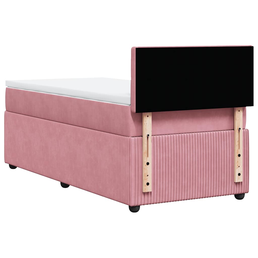 vidaXL Κρεβάτι Boxspring με Στρώμα Ροζ 80 x 200 εκ. Βελούδινο