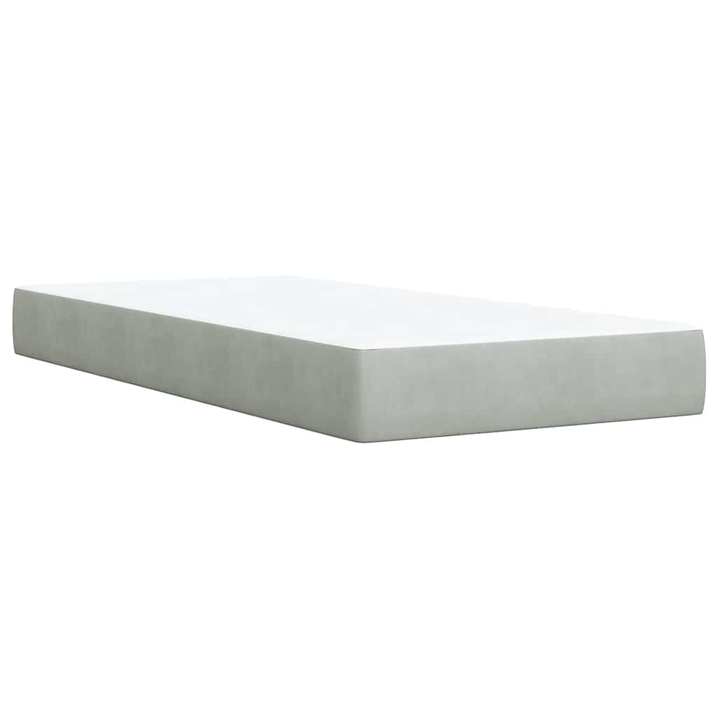 vidaXL Κρεβάτι Boxspring με Στρώμα Ανοιχτό Γκρι 90x190 εκ. Βελούδινο
