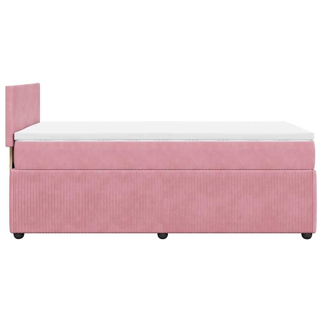 vidaXL Κρεβάτι Boxspring με Στρώμα Ροζ 90x190 εκ. Βελούδινο