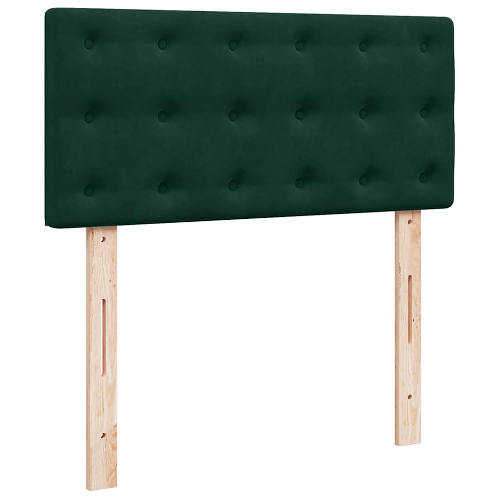 vidaXL Κρεβάτι Boxspring με Στρώμα Σκούρο Πράσινο 90x190 εκ. Βελούδινο