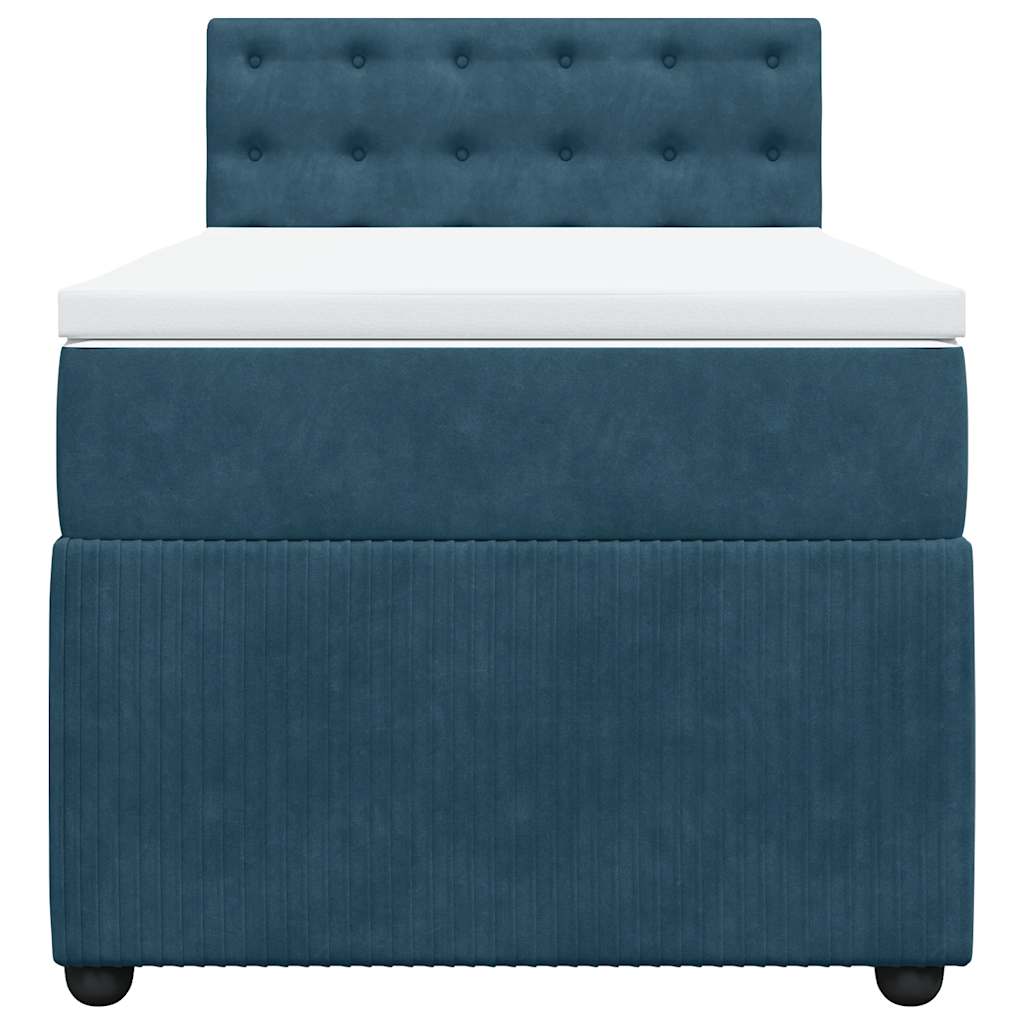 vidaXL Κρεβάτι Boxspring με Στρώμα Μπλε 90x190 εκ. Βελούδινο