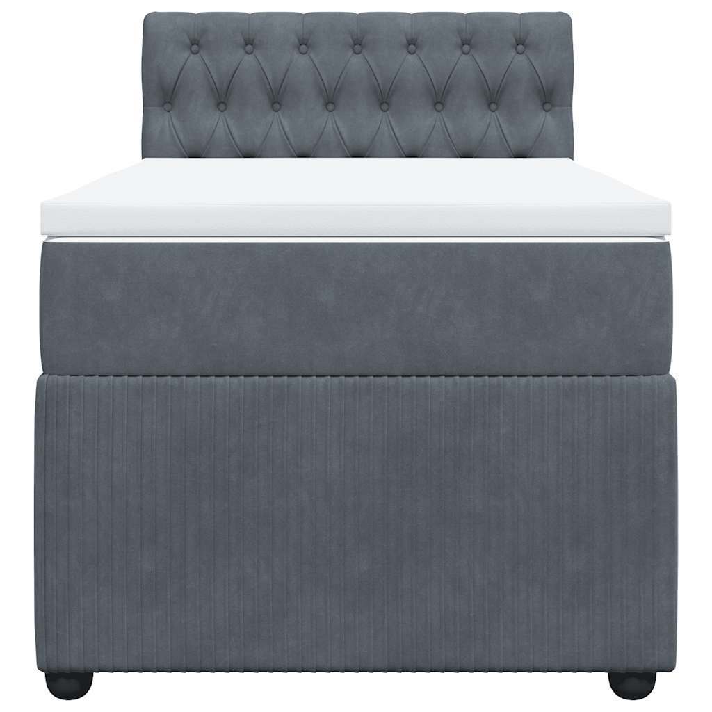 vidaXL Κρεβάτι Boxspring με Στρώμα Σκούρο Γκρι 90x190 εκ. Βελούδινο