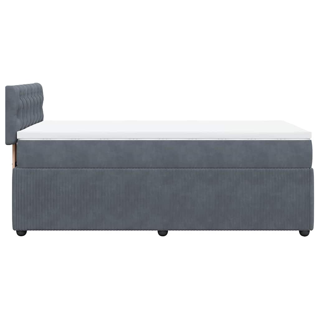 vidaXL Κρεβάτι Boxspring με Στρώμα Σκούρο Γκρι 90x190 εκ. Βελούδινο