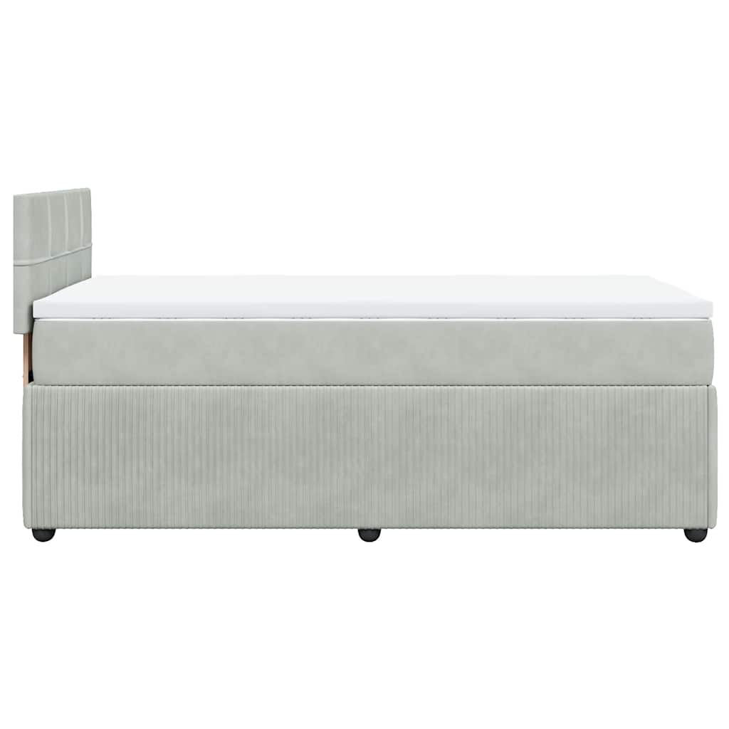 vidaXL Κρεβάτι Boxspring με Στρώμα Ανοιχτό Γκρι 90x190 εκ. Βελούδινο