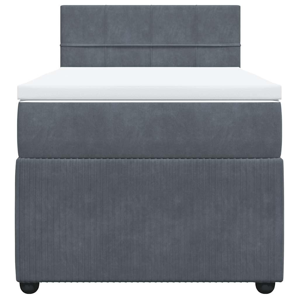 vidaXL Κρεβάτι Boxspring με Στρώμα Σκούρο Γκρι 90x190 εκ. Βελούδινο