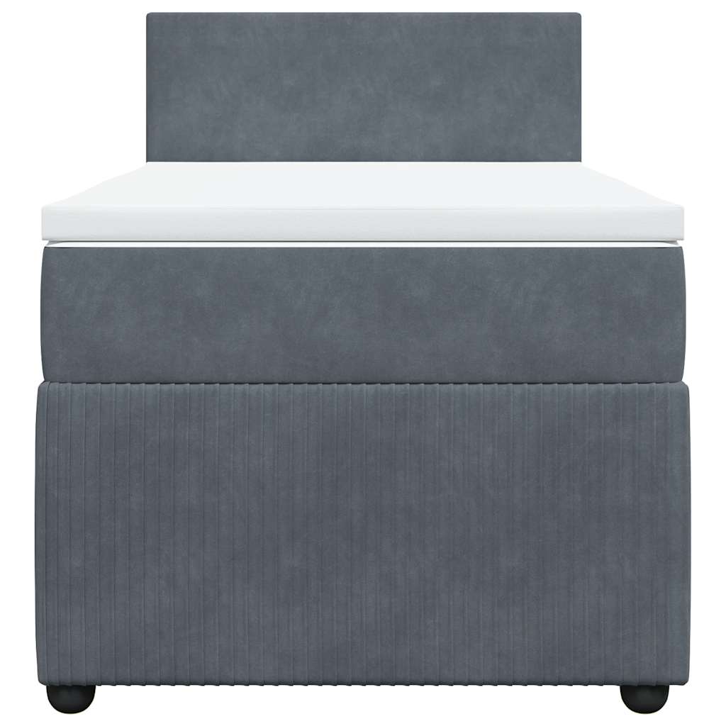 vidaXL Κρεβάτι Boxspring με Στρώμα Σκούρο Γκρι 90x200 εκ. Βελούδινο