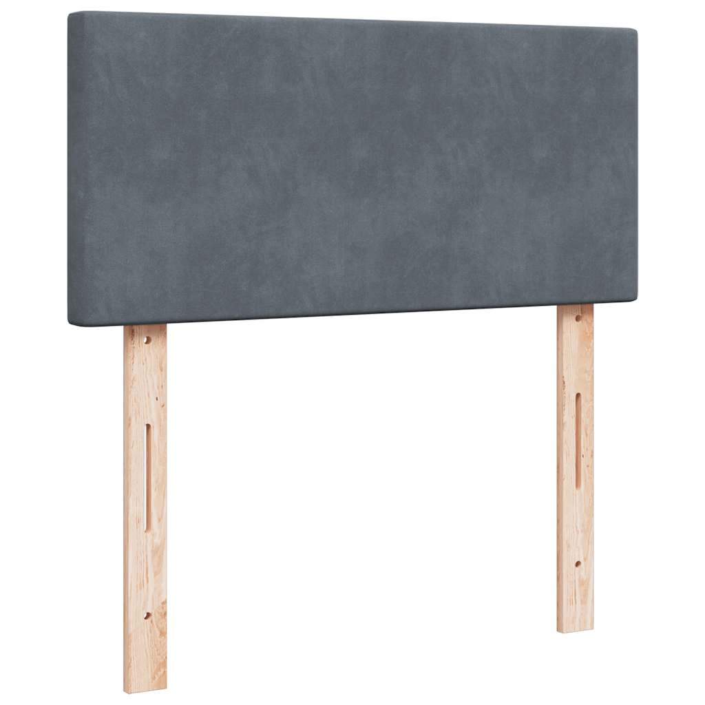 vidaXL Κρεβάτι Boxspring με Στρώμα Σκούρο Γκρι 90x200 εκ. Βελούδινο