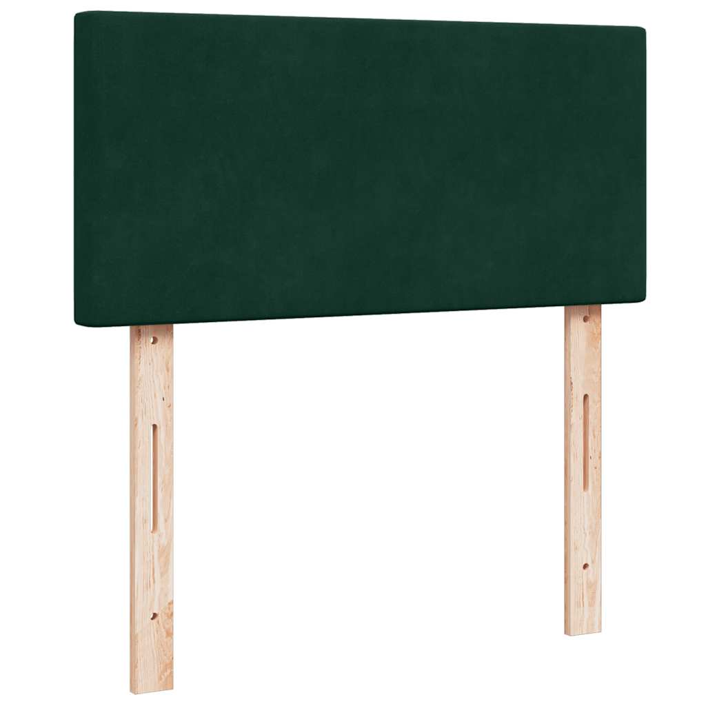 vidaXL Κρεβάτι Boxspring με Στρώμα Σκούρο Πράσινο 90x200 εκ. Βελούδινο