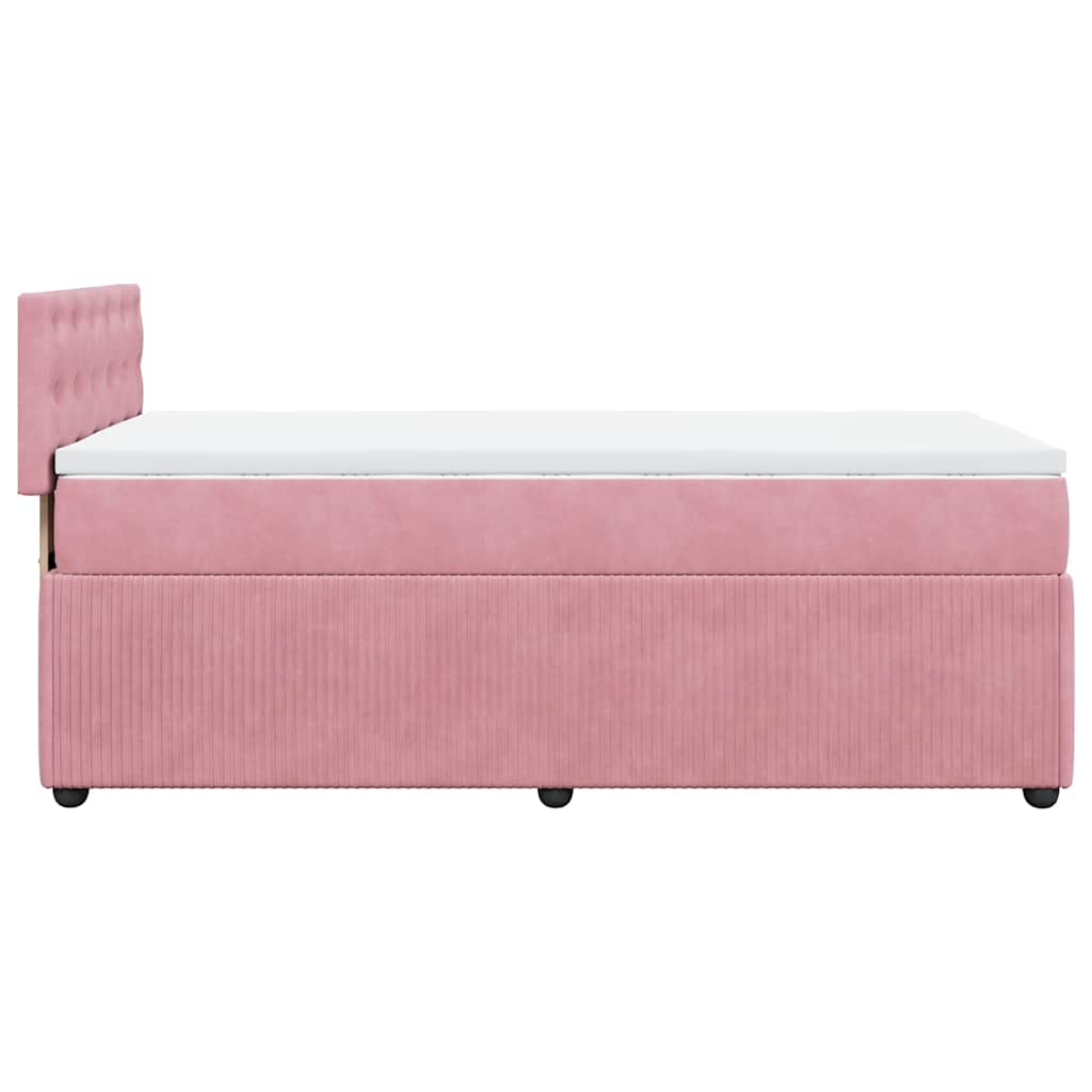 vidaXL Κρεβάτι Boxspring με Στρώμα Ροζ 90x200 εκ. Βελούδινο