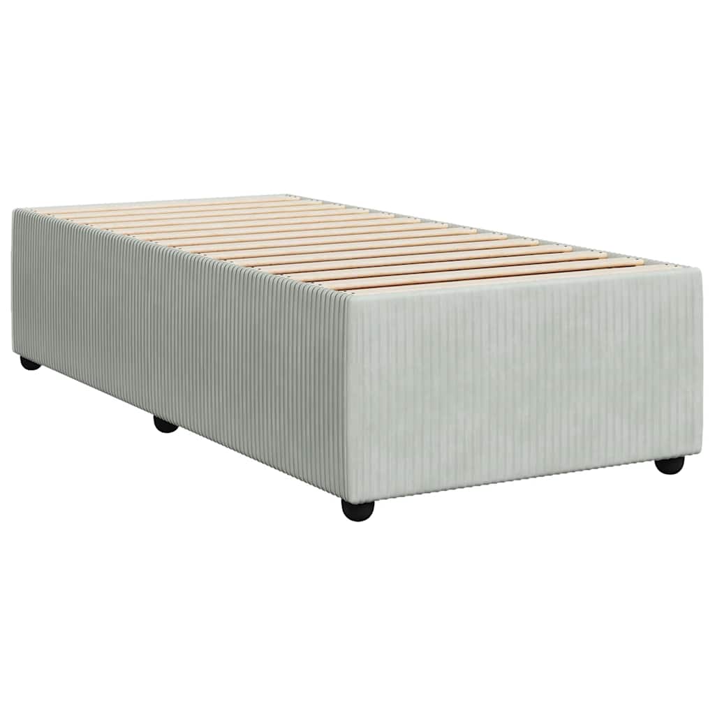 vidaXL Κρεβάτι Boxspring με Στρώμα Ανοιχτό Γκρι 90x200 εκ. Βελούδινο